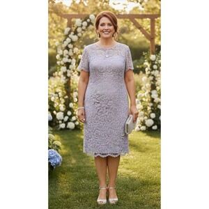 Ralph Lauren Loki Lavender Floral Lace Dress Wedding Womens Size 14 MSRP $200